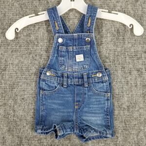 Old Navy Overall Baby 0-3M Blue Denim Workwear Shorts‎ Adjustable
